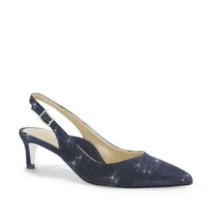 Ron White Marika Navy Sparkle Slingback Pump 39 US 8.5 NWOB Kitten Heel
